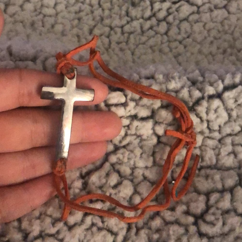 Cross leather bracelet